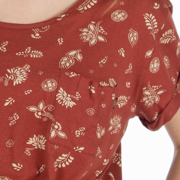 NWT Obey Dazed front knot cropped top tee shirt medium paisley - Picture 4 of 4